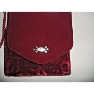 Velvet and Velveteen Purse/Wallet Crossbody Dark Red Evening Rose Pattern